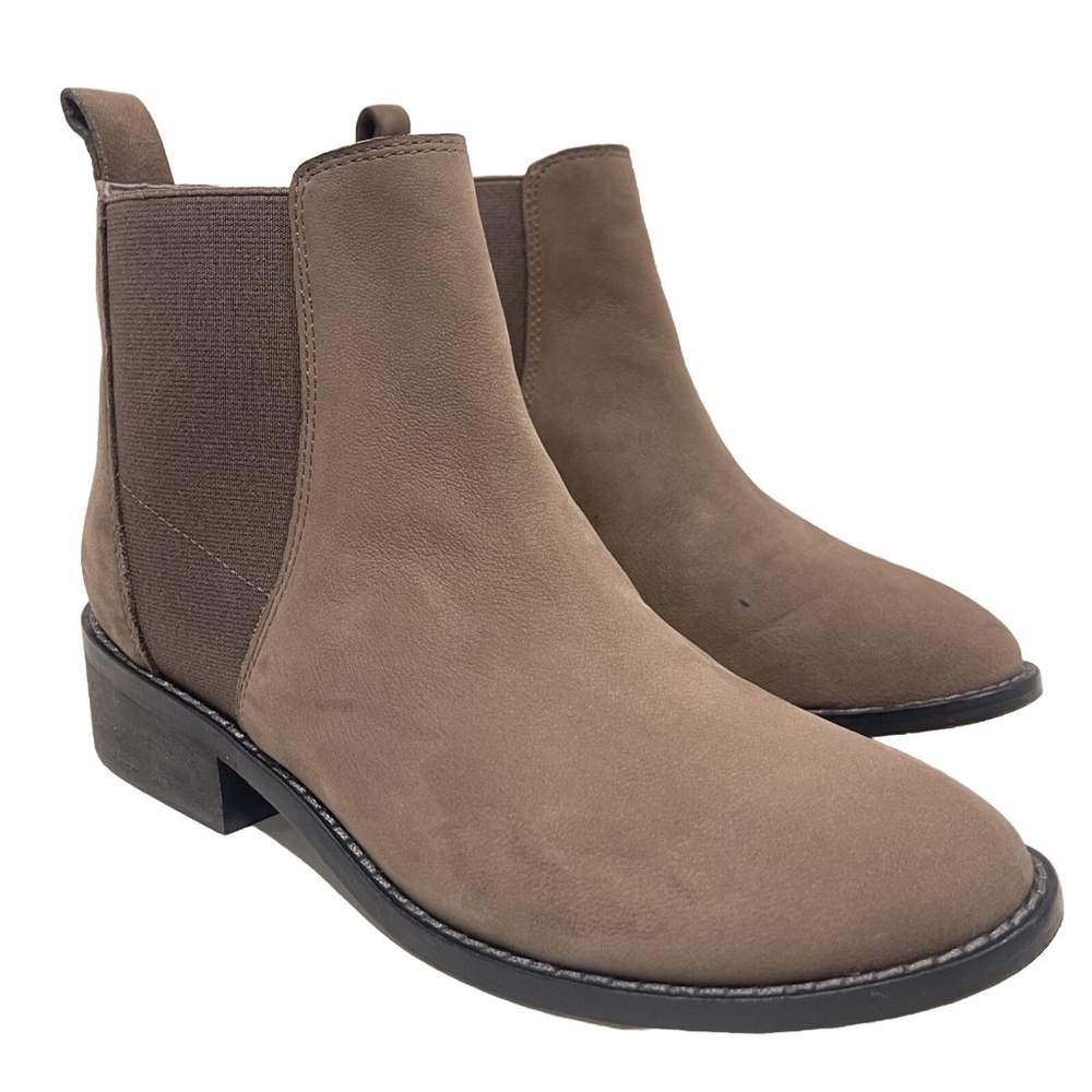 Eileen Fisher Blink Tumbled Nubuck Bootie Olive BrowChelsea Boot Womens Size 5.5